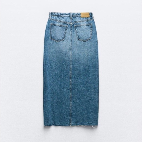 Zara maxi midi full length cargo high waist a line casual denim jean skirt - Picture 5 of 7